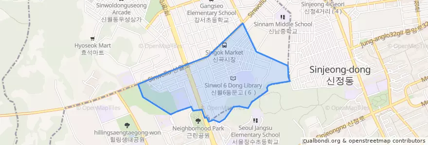 Mapa de ubicacion de 신월6동.