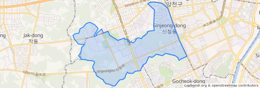 Mapa de ubicacion de 신정3동.