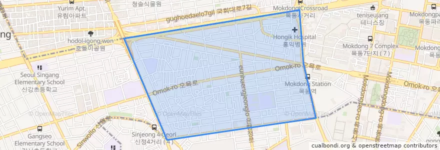 Mapa de ubicacion de 신정4동.