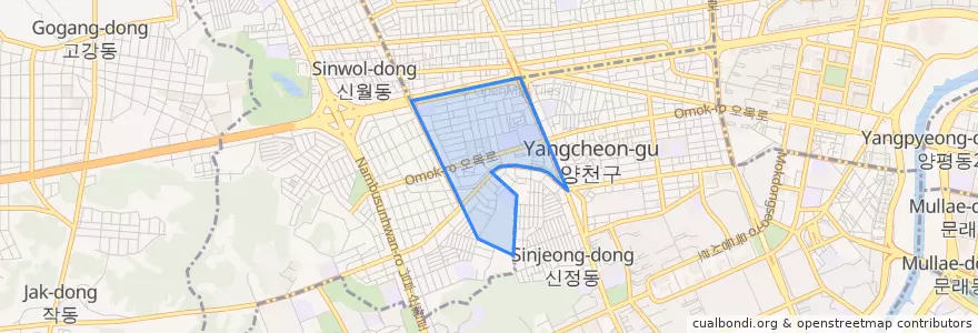 Mapa de ubicacion de 신월2동.