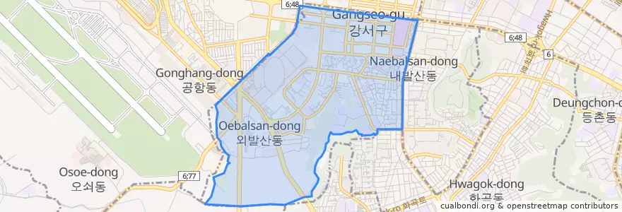 Mapa de ubicacion de 발산1동.