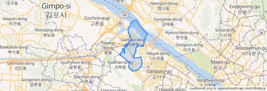 Mapa de ubicacion de 방화3동.