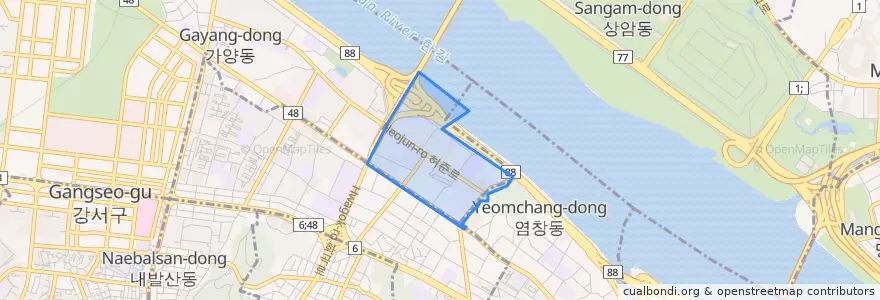 Mapa de ubicacion de 가양3동.