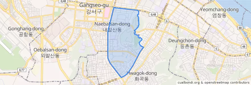 Mapa de ubicacion de 우장산동.