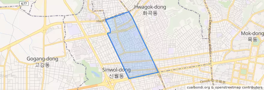 Mapa de ubicacion de 화곡1동.