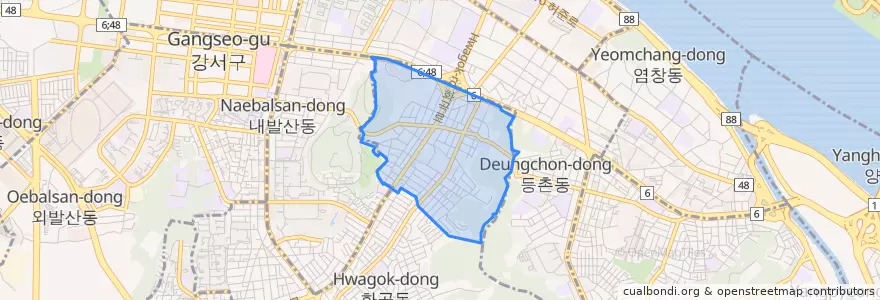Mapa de ubicacion de 화곡6동.