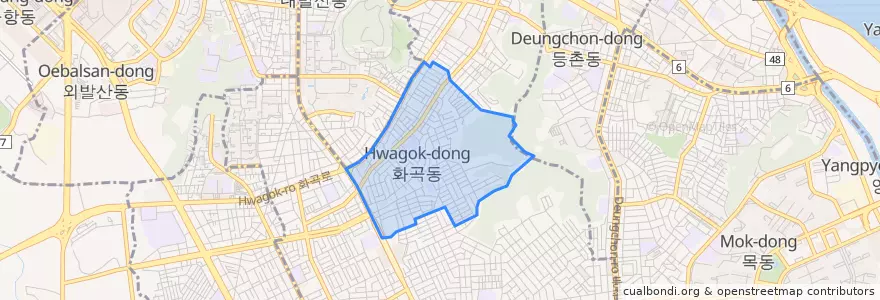 Mapa de ubicacion de 화곡본동.