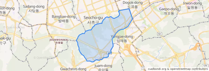 Mapa de ubicacion de 양재1동.