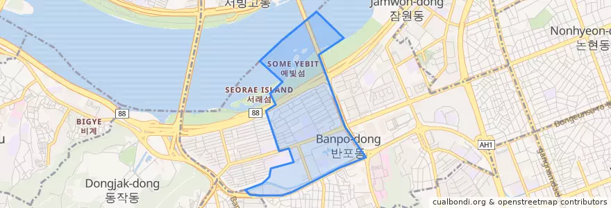 Mapa de ubicacion de 반포2동.
