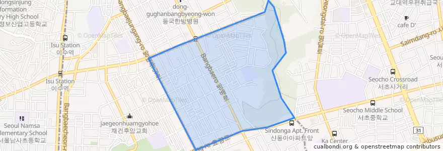 Mapa de ubicacion de 방배1동.
