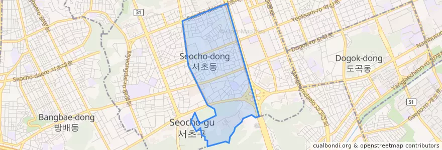 Mapa de ubicacion de 서초1동.