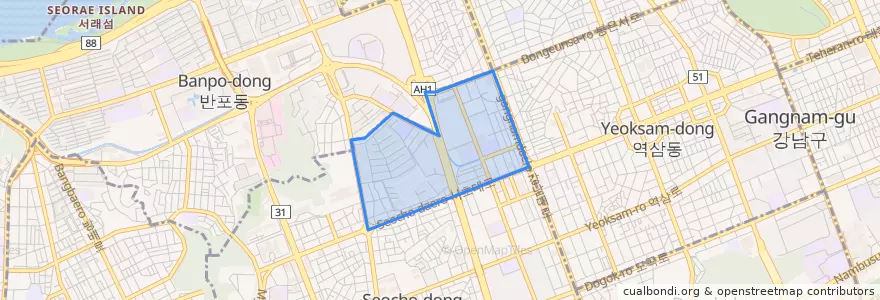 Mapa de ubicacion de Seocho 4(sa)-dong.