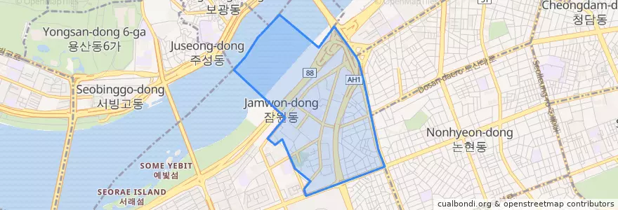 Mapa de ubicacion de 잠원동.