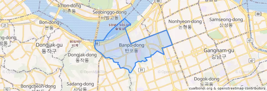Mapa de ubicacion de 반포동.