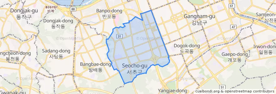 Mapa de ubicacion de 서초동.
