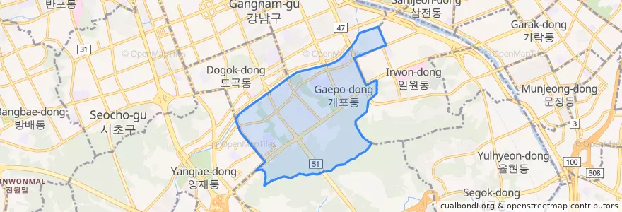 Mapa de ubicacion de 개포동.