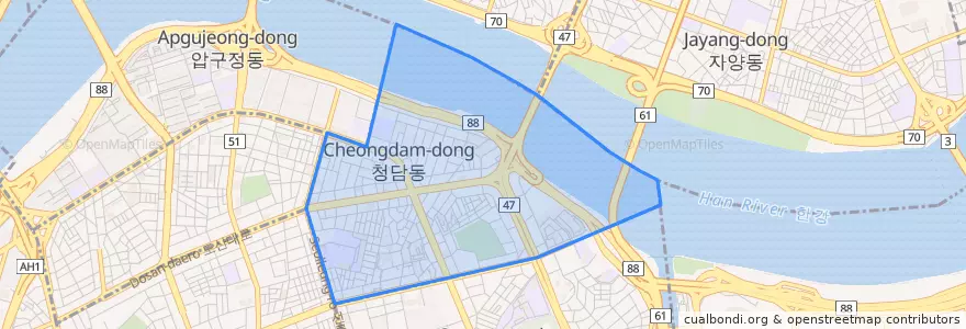 Mapa de ubicacion de 청담동.
