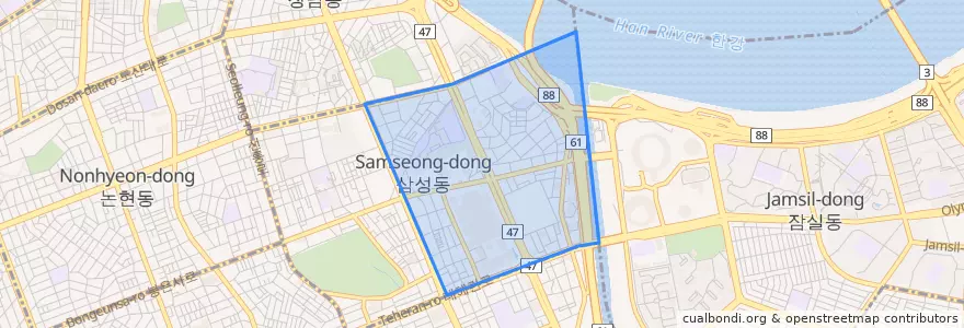 Mapa de ubicacion de 삼성1동.