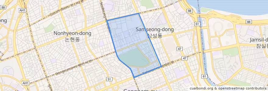 Mapa de ubicacion de 삼성2동.
