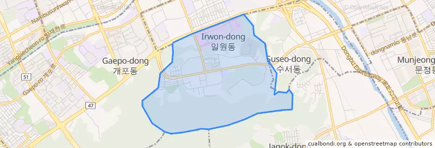 Mapa de ubicacion de 일원본동.