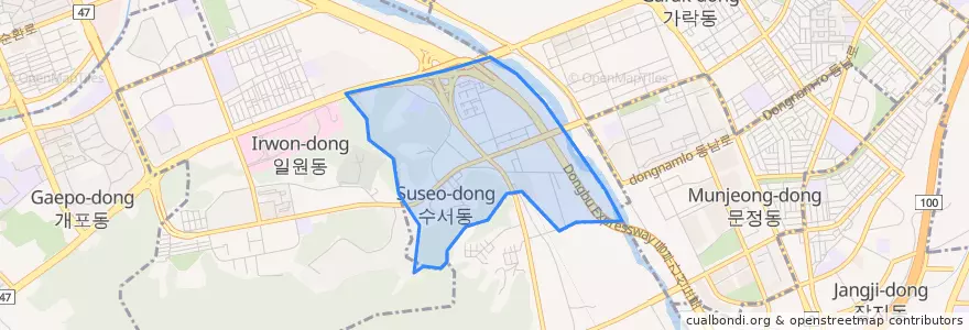 Mapa de ubicacion de 수서동.