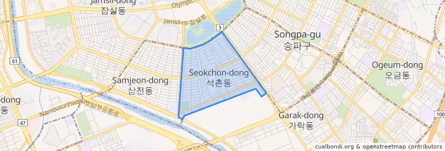 Mapa de ubicacion de 석촌동.