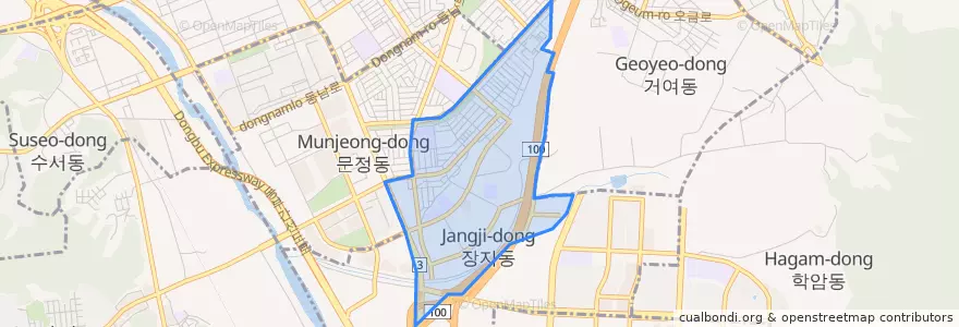 Mapa de ubicacion de 장지동.