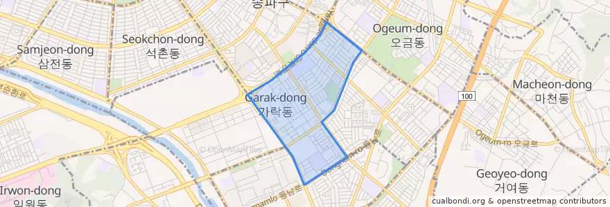 Mapa de ubicacion de 가락본동.