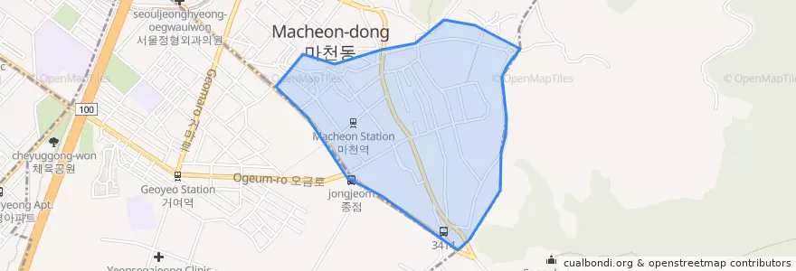 Mapa de ubicacion de 마천1동.