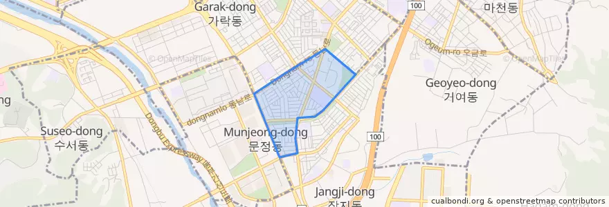 Mapa de ubicacion de 문정1동.