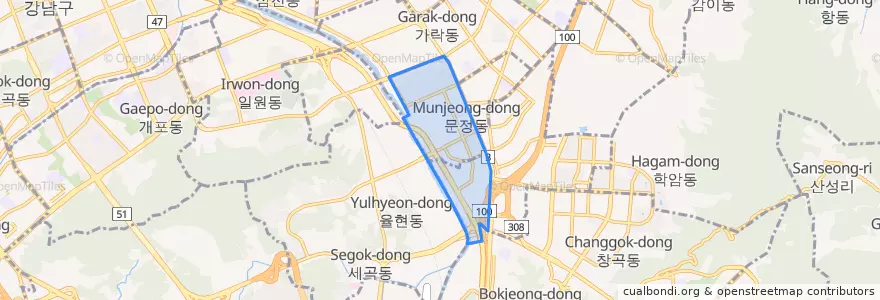 Mapa de ubicacion de 문정2동.