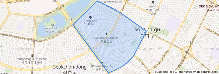 Mapa de ubicacion de 송파1동.