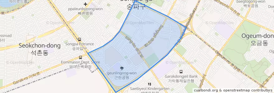 Mapa de ubicacion de 송파2동.