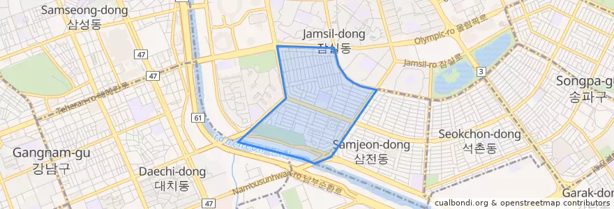 Mapa de ubicacion de 잠실본동.