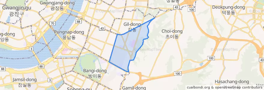 Mapa de ubicacion de 둔촌동.