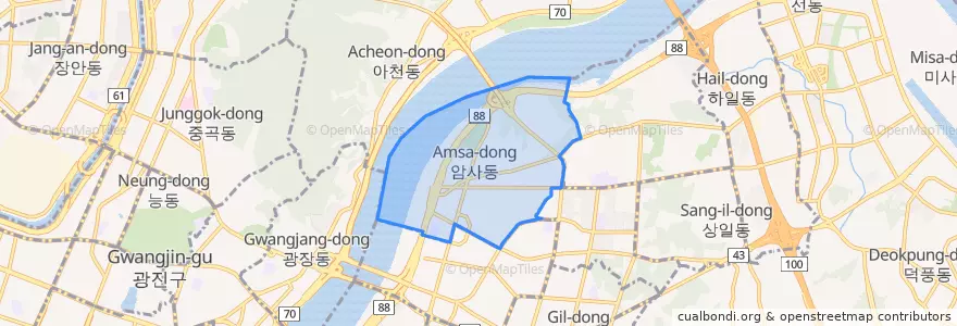 Mapa de ubicacion de 암사동.