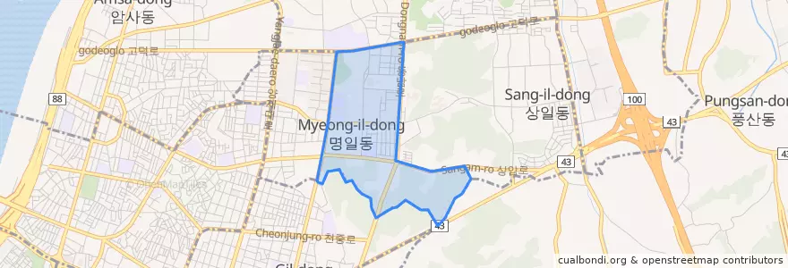 Mapa de ubicacion de Myeongil 2(i)-dong.