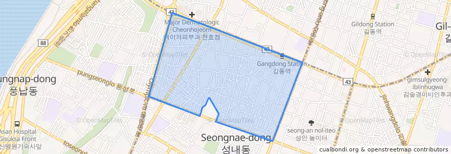Mapa de ubicacion de 성내1동.