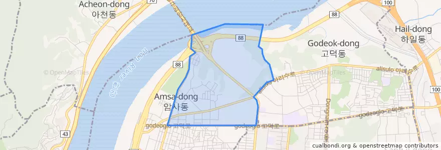 Mapa de ubicacion de Amsa 3(sam)-dong.