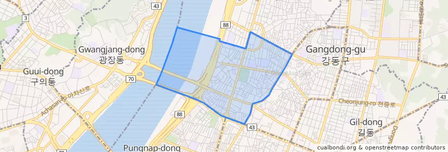 Mapa de ubicacion de 천호2동.
