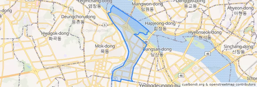 Mapa de ubicacion de 양평동.