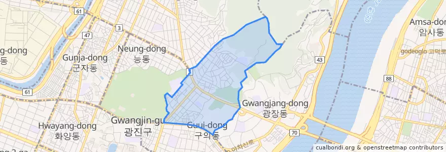 Mapa de ubicacion de 구의2동.