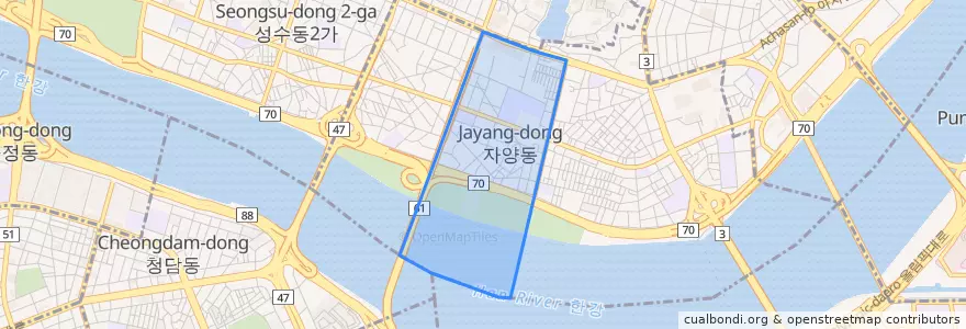 Mapa de ubicacion de 자양3동.