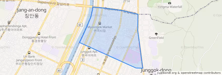 Mapa de ubicacion de 중곡3동.
