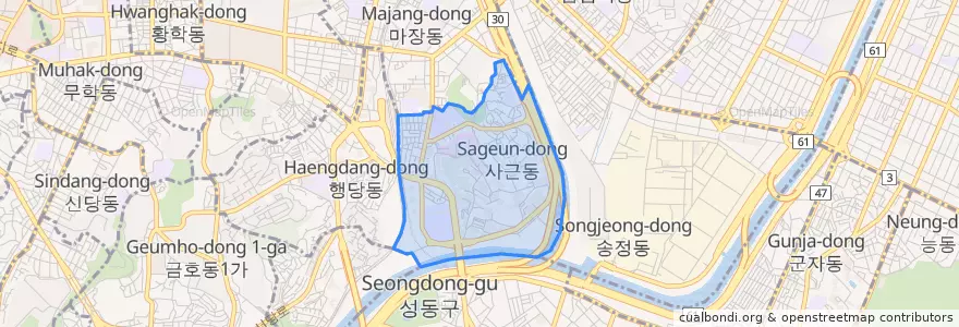 Mapa de ubicacion de 사근동.