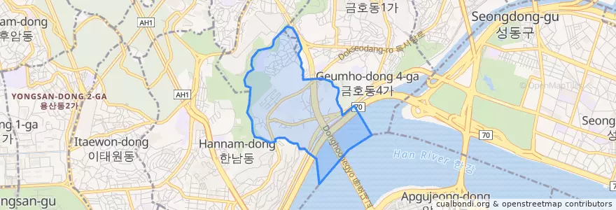 Mapa de ubicacion de 옥수동.