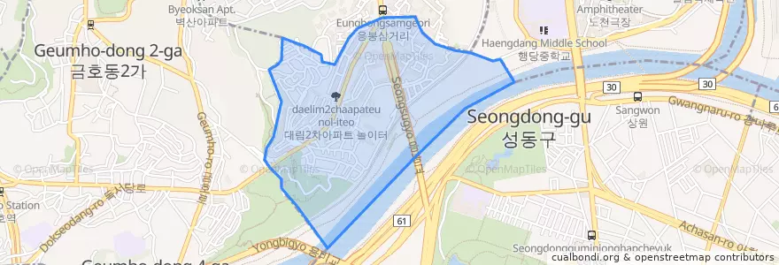 Mapa de ubicacion de 응봉동.
