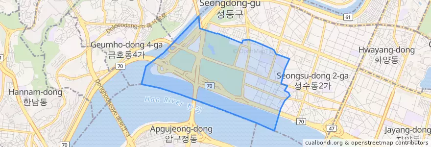 Mapa de ubicacion de 성수1가1동.