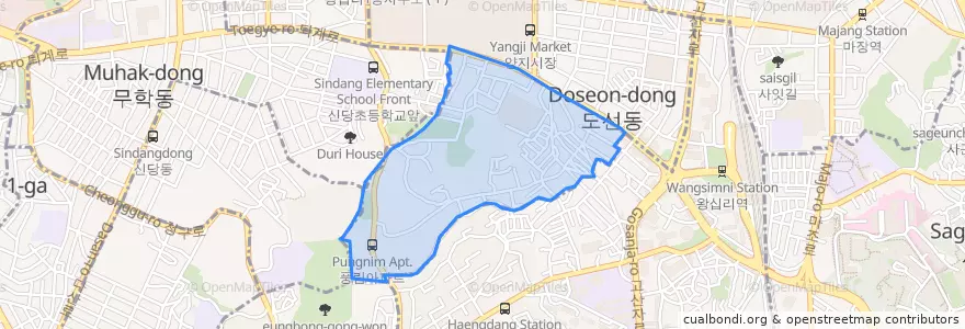 Mapa de ubicacion de 왕십리2동.