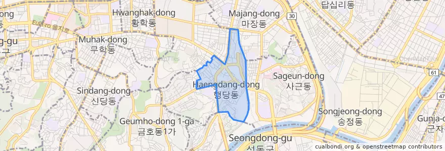 Mapa de ubicacion de Haengdang 1(il)-dong.